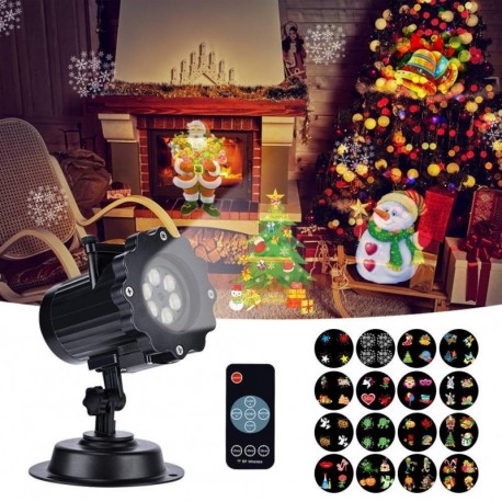 Proyector de Luces de Navidad, Proyector Navidad con Control Remoto Impermeable Iluminación LED 16 Patrones Giratorios, Fiest