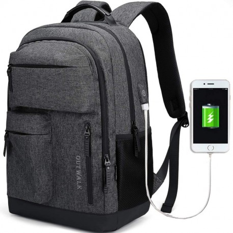 JANSBEN Impermeable Mochila Portatil Mujer Hombre,Mochilas Escolares Juveniles con USB Puerta hasta 15.6 Pulgadas Uni Casual 