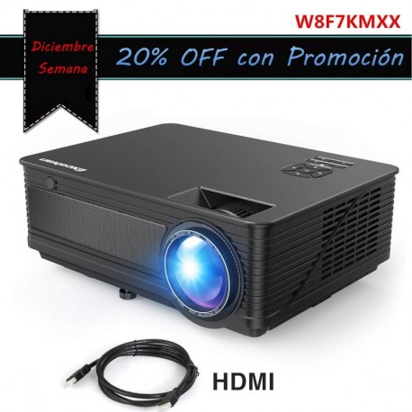 Proyector LED 1080P Full HD Excelvan M5 2018 Actualizado 3500 Lumenes 200” Mini Proyector con HDMI para iPhone / Android / PS