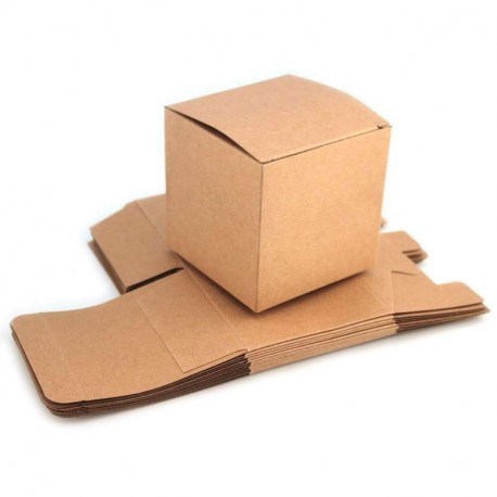 RUBY-50 Caja kraft de boda regalo Rústico Cajas Papel Kraft, para Guardar Bombones 7.6cmx7.6cmx7.6cm 7,6cmx 7,6cmx 