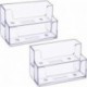 2 Pack Soporte de Tarjetas de Visita Transparente Organizador de Tarjetas de Plástico de 2 Niveles Tarjeteros para Hogar Ofic