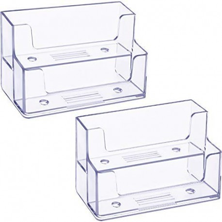 2 Pack Soporte de Tarjetas de Visita Transparente Organizador de Tarjetas de Plástico de 2 Niveles Tarjeteros para Hogar Ofic