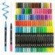100 rotuladores de punta doble de colores únicos sin olor, punta fina, punta 0,4 y punta de pincel para colorear libros, dibu