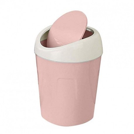Wicemoon 1pcs Basura Cubo Mini Escritorio Cubo de plástico Cocina Caja de Almacenamiento Rosa 10.5 * 17cm