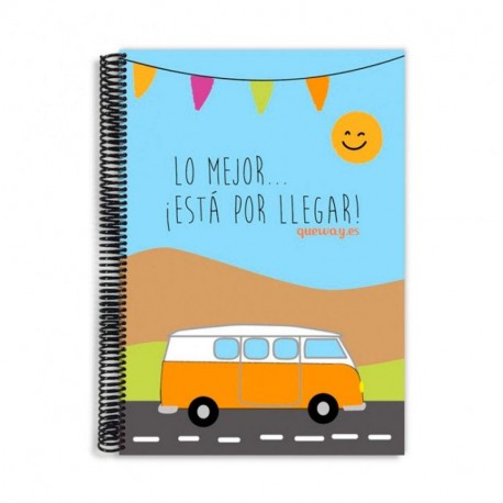 QuéWay! - Cuaderno espiral"Lo mejor está por llegar" - Disponible en tres tamaños: A4, A5 y A6 Interior blanco, Din-A4 