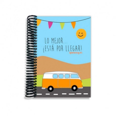 QuéWay! - Cuaderno espiral"Lo mejor está por llegar" - Disponible en tres tamaños: A4, A5 y A6 Interior cuadros, Din-A6 