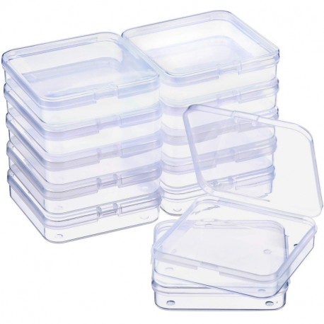 SATINIOR 12 Piezas de Caja Contenedor de Plástico Transparente de Rectángulo Pequeño con Tapa con Bisagra Caja de Almacenamie