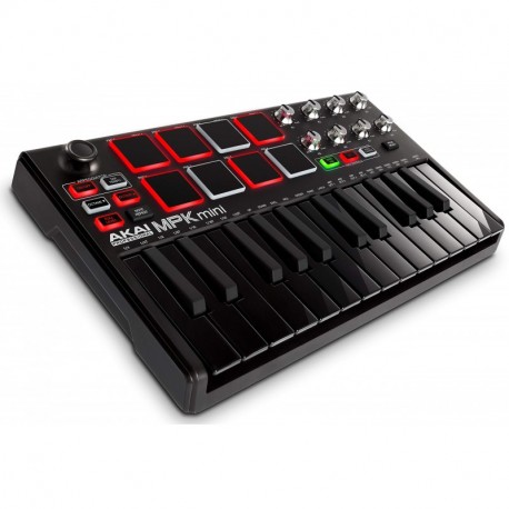 AKAI Professional MPK MINI MKII LE Black - Teclado controlador MIDI USB portátil con 25 teclas, 8 pads MPC, 8 potenciómetros,