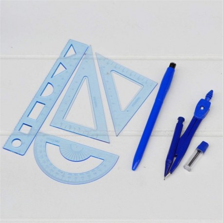 Kit trazado compás Dibujo de geometría Azul Simple Brújula de Metal con Relleno compás Escolar de precisión