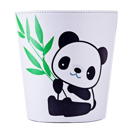 Mecotech Papelera Infantil - 10L Cubo de Basura Cuero PU Cesto de Basura - Panda Papelera para Dormitorio Salón Cocina Oficin