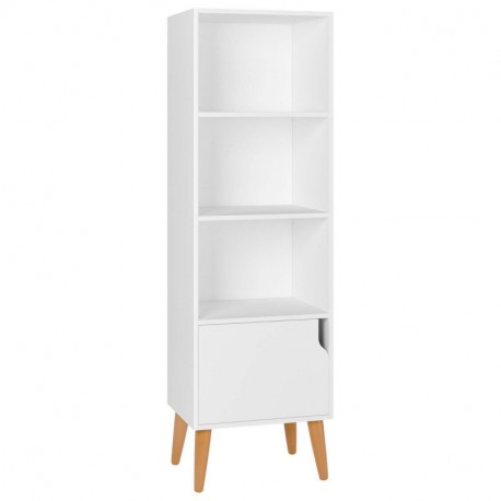 Homfa Estantería Librería Nórdica para Libros con 4 Cubos 1 Puerta Estantes de Pared 40x30x129.5cm Blanco 