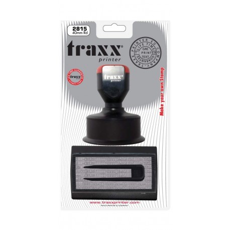TRAXX2815 - Sello manual redondo, 40 mm, máximo 1,5 líneas, incluye almohadilla para sello 