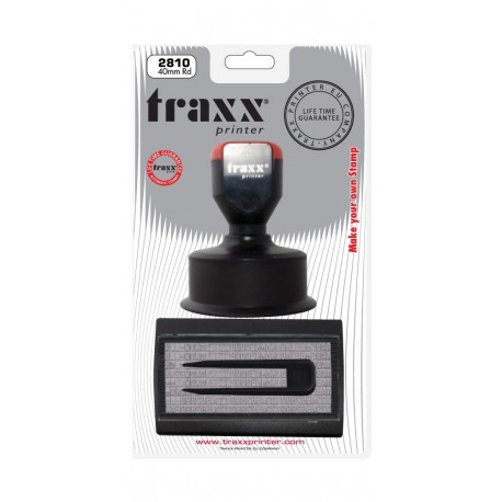 TRAXX2810 - Sello manual redondo, 40 mm, 1 línea, incluye almohadilla para sello 