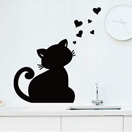 Vinilo Amor gato dibujos animados pizarra pegatinas Kids Room Classroom impermeable extraíble decoración del hogar pegatinas 