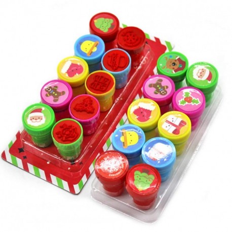 Newin Star Juego 1set 10pcs de la Novedad Feliz Navidad Surtido de Sellos de plástico entintado Stamper portátiles para niñ