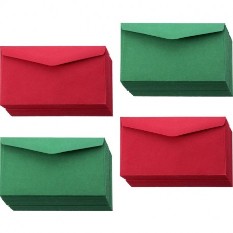 100 Piezas de Sobre de Tarjeta de Adjunto de Navidad Mini Sobre de Tarjeta de Regalo, 2,5 por 4,5 Pulgadas, Rojo y Verde
