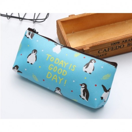 Útil Caja de Almacenamiento de papelería Bolso del lápiz del Animal doméstico de 3Pcs Penguin Pattern Creativo del Modelo de 