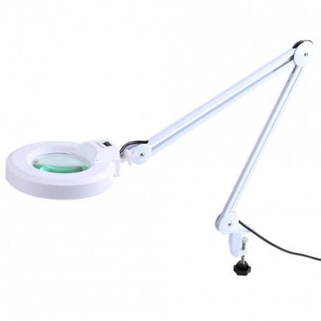Lámpara de Aumento Lupa Ajustable Vidrio LED Lámpara Lupa de Escritorio con Pinza Luz Facial Móvil para Salón de Belleza