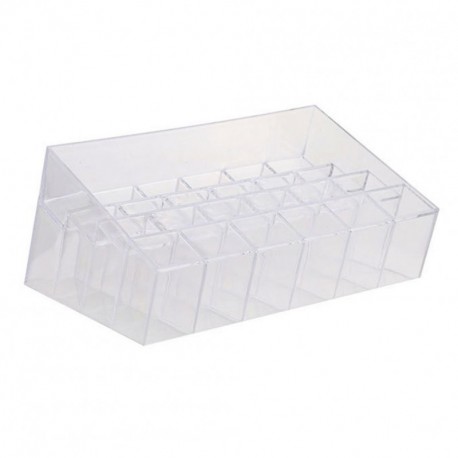 Organizador de maquillaje transparente, 24 rejillas para pintalabios, joyero expositor