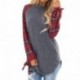 Linlink_Abrigo de Mujer Temporada de otoño e Invierno La Moda Casual Plaid Manga Larga Jersey Blusa Camisas Sudadera