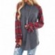 Linlink_Abrigo de Mujer Temporada de otoño e Invierno La Moda Casual Plaid Manga Larga Jersey Blusa Camisas Sudadera