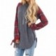 Linlink_Abrigo de Mujer Temporada de otoño e Invierno La Moda Casual Plaid Manga Larga Jersey Blusa Camisas Sudadera