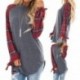 Linlink_Abrigo de Mujer Temporada de otoño e Invierno La Moda Casual Plaid Manga Larga Jersey Blusa Camisas Sudadera